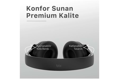 BİX BH2-BK Siyah SOUNDCRAFT BH2 KATLANABİLİR KULAKÜSTÜ KABLOSUZ KULAKLIK