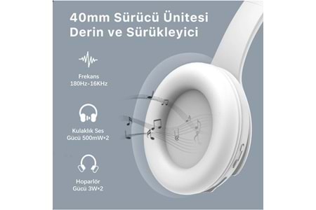 BİX BH2-IG BUZ GRİSİ SOUNDCRAFT BH2 KATLANABİLİR KULAKÜSTÜ KABLOSUZ KULAKLIK