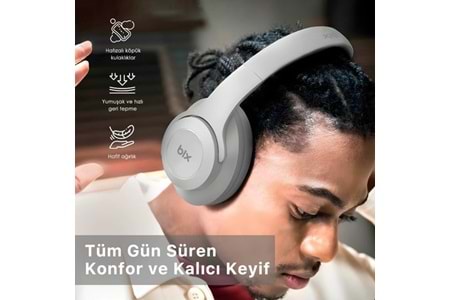 BİX BH2-IG BUZ GRİSİ SOUNDCRAFT BH2 KATLANABİLİR KULAKÜSTÜ KABLOSUZ KULAKLIK