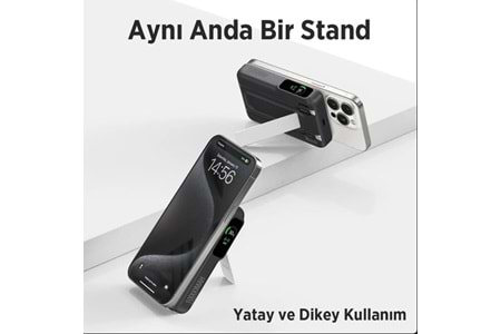 BİX 10000mAh TPB16-BK 6'SI 1 ARADA OLED EKRANLI Siyah KABLOSUZ POWERBANK