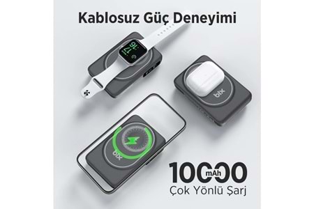 BİX 10000mAh TPB16-BK 6'SI 1 ARADA OLED EKRANLI Siyah KABLOSUZ POWERBANK