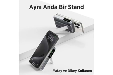 BİX 10000mAh TPB16-GR 6'SI 1 ARADA OLED EKRANLI Gri KABLOSUZ POWERBANK