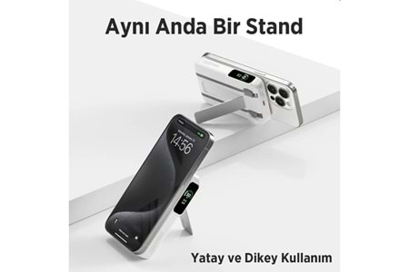 BİX 10000mAh TPB16-WE 6'SI 1 ARADA OLED EKRANLI Beyaz KABLOSUZ POWERBANK
