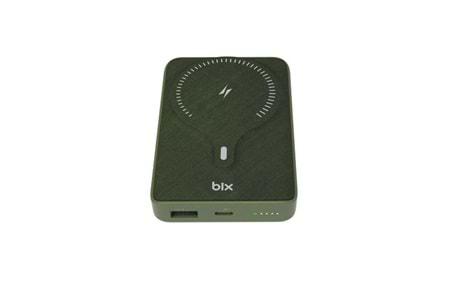 BİX 10000mAh BXPB105-GRE 22.5W-15W Type-C Micro USB KABLOSUZ LED GÖSTERGELİ Yeşil POWERBANK
