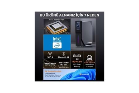 RAXIUS MOMENTUM ND-I15A002 N150- 8GB RAM 512GB NVME O/B UHD FDOS MINI PC Dual Ethernetli