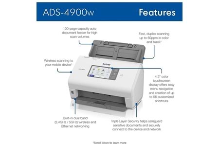 BROTHER A4 ADS-4900W 60PPM Dokuman Tarayıcı Kablosuz