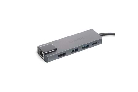 DARK DK-AC-U31X46 Type-C to Ethernet / HDMI / USB 3.0 - USB 2.0 / USB-C PD 65W Macbook Pro/Air & Notebook/Ultrabook için Port Çoklayıcı HUB