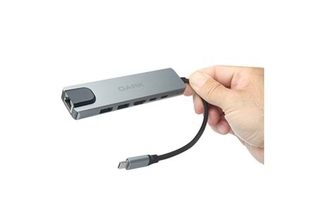 DARK DK-AC-U31X47 Type-C to Ethernet / HDMI / USB 3.0 - USB 2.0 / USB-C PD 100W Macbook Pro/Air & Notebook/Ultrabook için Port Çoklayıcı HUB