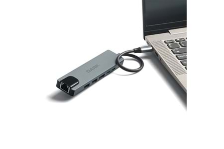 DARK DK-AC-U31X47 Type-C to Ethernet / HDMI / USB 3.0 - USB 2.0 / USB-C PD 100W Macbook Pro/Air & Notebook/Ultrabook için Port Çoklayıcı HUB