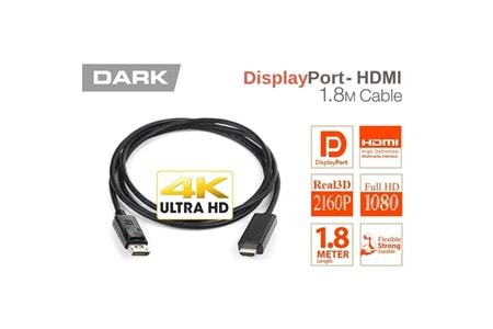 DARK DK-CB-DPXHDMIL184K 1.8metre DP-HDMI Çevirici Kablo