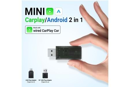 Ottocast Mini 2in1 Android ve Apple Cihazlar İçin Wireless/Kablosuz Android Auto ve Carplay Adaptörü