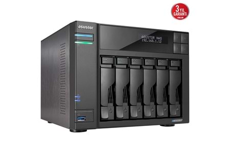 ASUSTOR AS6706T-8GB CELERON QC- 8GB RAM- 6-diskli Nas Server (Disksiz)