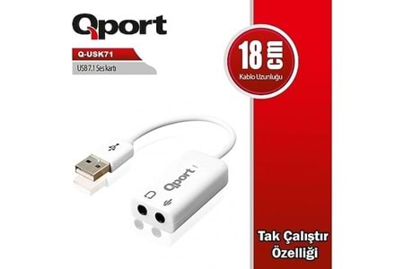 Qport Q-Usk71 Usb To Soundcard 7.1 Usb Ses Kartı