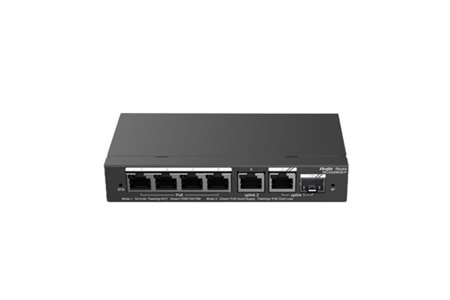 RUIJIE 4port RG-ES206GS-P GIGABIT 1-Uplınk 1-SFP 54W FULL POE Cloud Yonetılebılır Desktop Swıtch