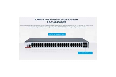 RUIJIE 48port RG-CS83-48GT4XS GIGABIT 4-SFP 10GBE YÖNETİLEBİLİR SWITCH