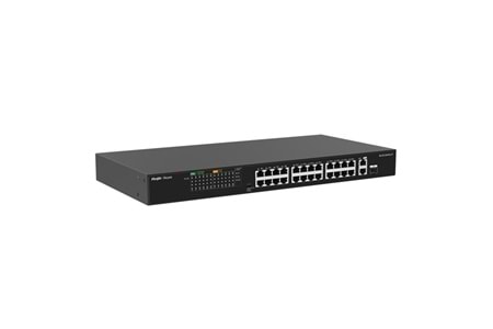 RUIJIE REYEE 24port RG-ES126FGS-LP 10/100 2-UPLINK 1-SFP 180W YÖNETİLEMEZ POE SWITCH