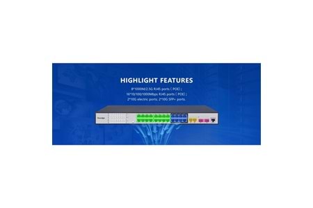 FOREDGE 24port POE PS3024XGPSH 16-GBE/8-2.5GBE 4-10GBE SFP 360W LAYER3 YÖNETİLEBİLİR SWITCH