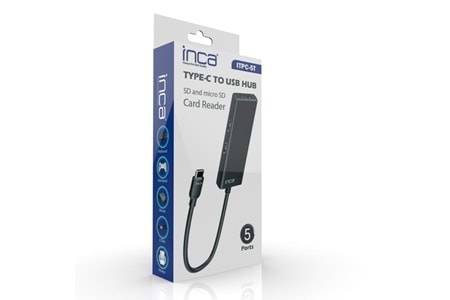 INCA ITPC-5T 4port Type-C Kart Okuyucu USB Çoklayıcı Hub