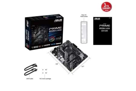 ASUS PRIME B550M-K ARGB DDR4 M2 PCIe NVME HDMI DVI PCIe 16X v4.0 AM4 mATX	