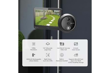 EZVIZ CS-HP4 (2WPFBS) Wi-Fi Akıllı Kapı Ev Görüntülü Kapı Diafonu