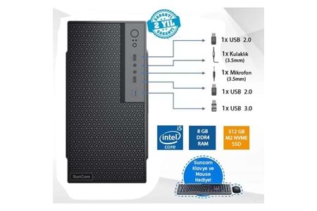 SUNCOM FORCE SC3-156 i5-8500 8GB RAM-512GB SSD O/B-FDOS