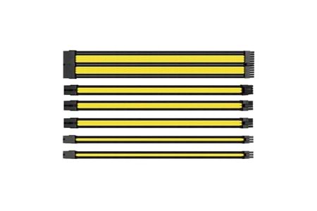 Thermaltake AC-047-CN1NAN-A1 TtMod Sarı/Siyah Power Supply Sleeved Kablo Seti (16 AWG)