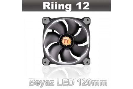 Thermaltake Riing CL-F038-PL12WT-A 120mm Beyaz Halka Ledli Titreşimsiz Kasa ve Radyatör Fanı
