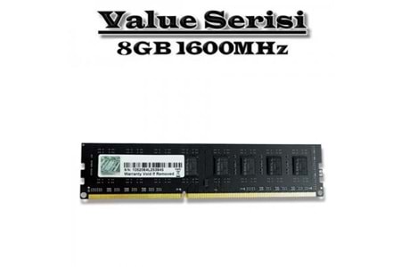 GSKILL 8B DDR3 1600MHZ CL11 PC RAM VALUE F3-1600C11S-8GNT