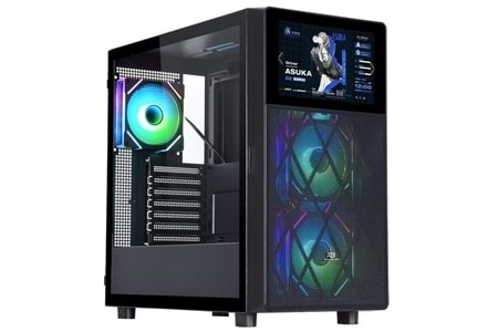 POWERBOOST PB-P4367BB 3-RGB FANLI LCD EKRANLI GAMING MID-TOWER PC KASASI
