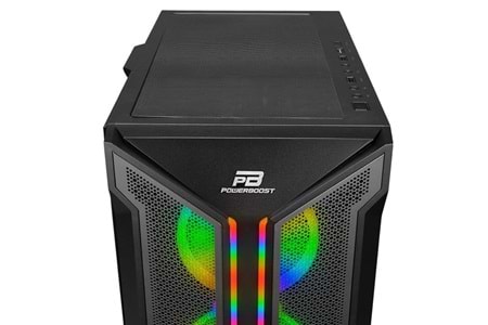 POWERBOOST VK-Z002B 4-ARGB RING FANLI GAMING MID-TOWER PC KASASI