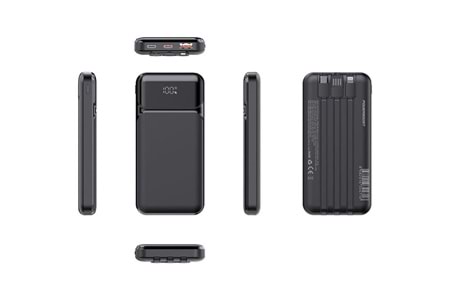 POWERBOOST NIGHT 125B 10000mAh 22.5W Dahili Kablolu LCD Siyah Taşınabilir Şarj Cihazı Powerbank