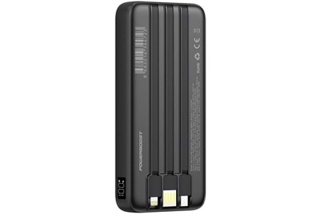 POWERBOOST PRIME 130B 10000mAh 22.5W Dahili Kablolu LCD Siyah Taşınabilir Şarj Cihazı Powerbank