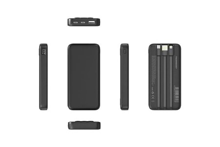 POWERBOOST PRIME 130B 10000mAh 22.5W Dahili Kablolu LCD Siyah Taşınabilir Şarj Cihazı Powerbank