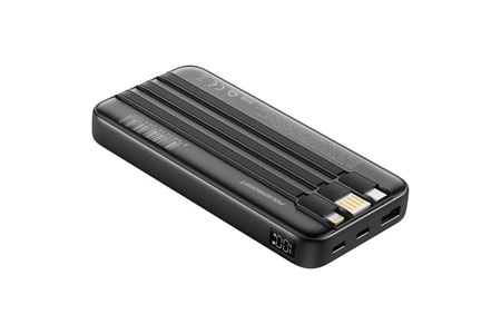 POWERBOOST PRIME 130B 10000mAh 22.5W Dahili Kablolu LCD Siyah Taşınabilir Şarj Cihazı Powerbank
