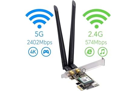 CUDY WE3000 AX5400 Wi-Fi 6E Bluetooth 5.3 PCI-E Kablosuz Ağ Adaptörü