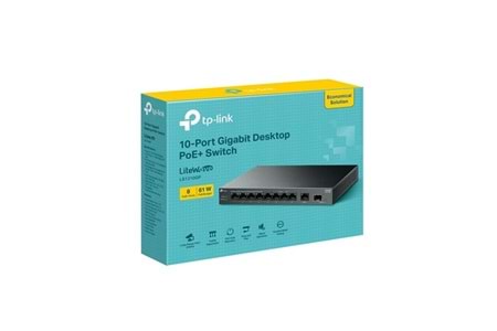 TP-LINK 10port LS1210GP GIGABIT 61W 8port PoE Yönetilemez Switch