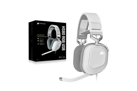 CORSAIR CA-9011238-Eu HS80 RGB Kablolu Oyuncu Kulaklığı - Beyaz