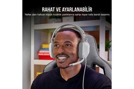 CORSAIR CA-9011238-Eu HS80 RGB Kablolu Oyuncu Kulaklığı - Beyaz