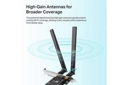 TP-LINK ARCHER TX20E AX1800 Wi-Fi 6 Bluetooth 5.2 PCIe Kablosuz Ağ Adaptörü