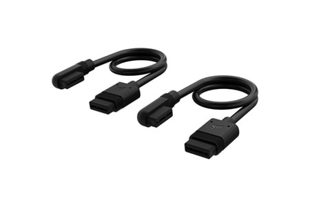 CROSAIR CL-9011123-Ww iCUE LINK Kablosu, 2x 200 mm, Düz/İnce 90° konektörlü, Siyah