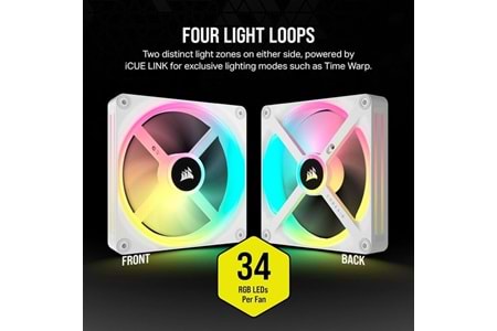 CORSAIR iCUE LINK QX140 CO-9051007-WW RGB 140mm PWM PC Fan Expansion Kit Beyaz