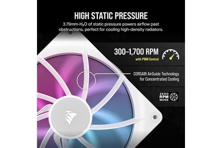 CORSAIR QX120 CO-9051024-WW 14CM RGB KASA FANI+HUB KIT BEYAZ 2-li paket