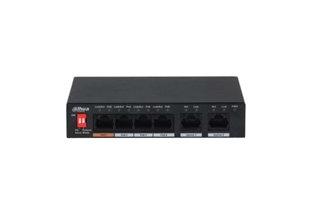 DAHUA 6port 60w 4port PoE PFS3006-4ET-60-V2 10/100 2X-UPLINK Yönetilemez Switch
