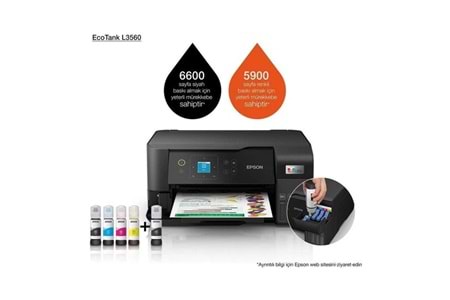 EPSON A4 L3560 Renkli Çok Fonksiyonlu Tanklı Yazıcı Usb,Kablosuz