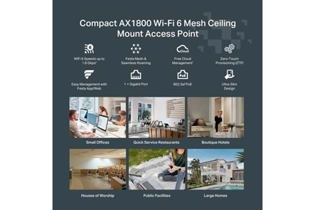 TP-LINK FESTA F61 AX1800 GIGABIT TAVAN TIPI ACCESS POINT