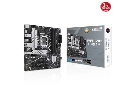 ASUS PRIME B760M-A D4-CSM DDR4 HDMI-DP PCIE 4.0 1700p mATX KURUMSAL ANAKART