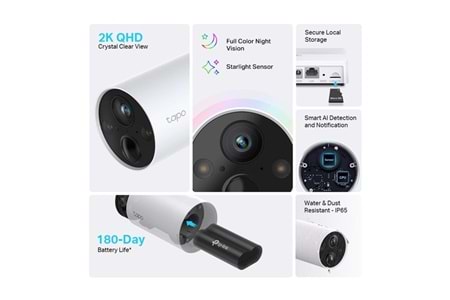 TP-LINK Tapo C420S1 Akıllı Kablosuz Güvenlik Kamerası Sistemi, 1 Kameralı Sistem