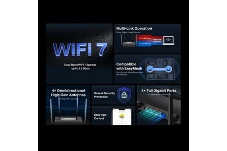 MERCUSYS MR25BE BE3600 WIFI7 DUAL BAND EV OFİS TİP ROUTER