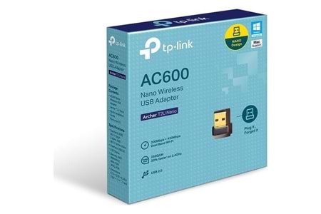 TP-LINK ARCHER T2U NANO AC600 Dual Band USB Kablosuz Adaptör	