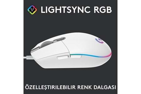 LOGITECH G G102 Lıghtsync Oyuncu Mouse Beyaz 910-005824